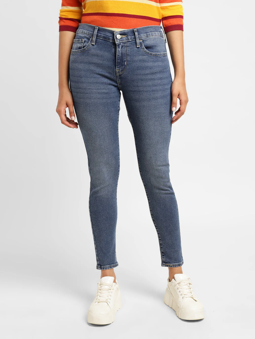 Women's 710 Blue Skinny Fit Mid Rise Jeans - Image 2