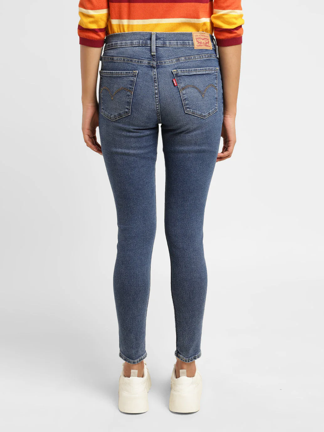 Women's 710 Blue Skinny Fit Mid Rise Jeans - Image 3