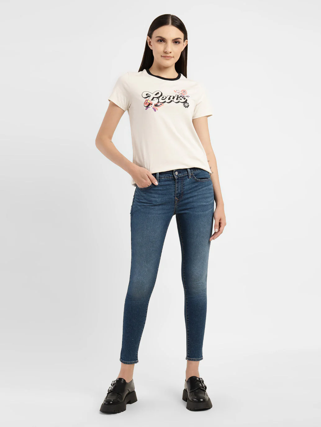 Women's 710 Blue Skinny Fit Mid Rise Jeans - Image 2
