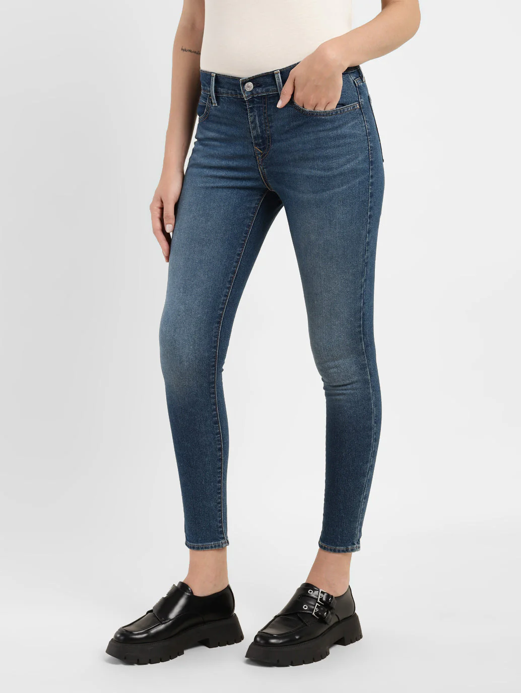 Women's 710 Blue Skinny Fit Mid Rise Jeans - Image 4