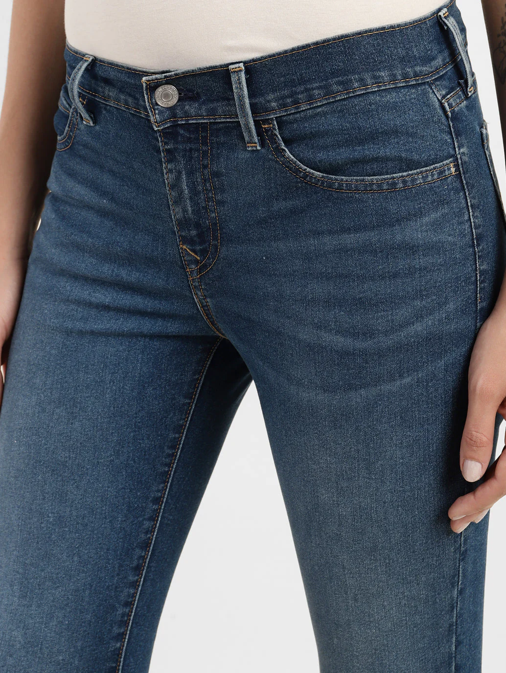 Women's 710 Blue Skinny Fit Mid Rise Jeans - Image 5