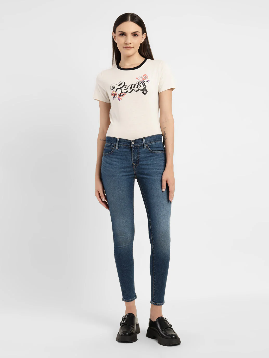 Women's 710 Blue Skinny Fit Mid Rise Jeans - Image 7