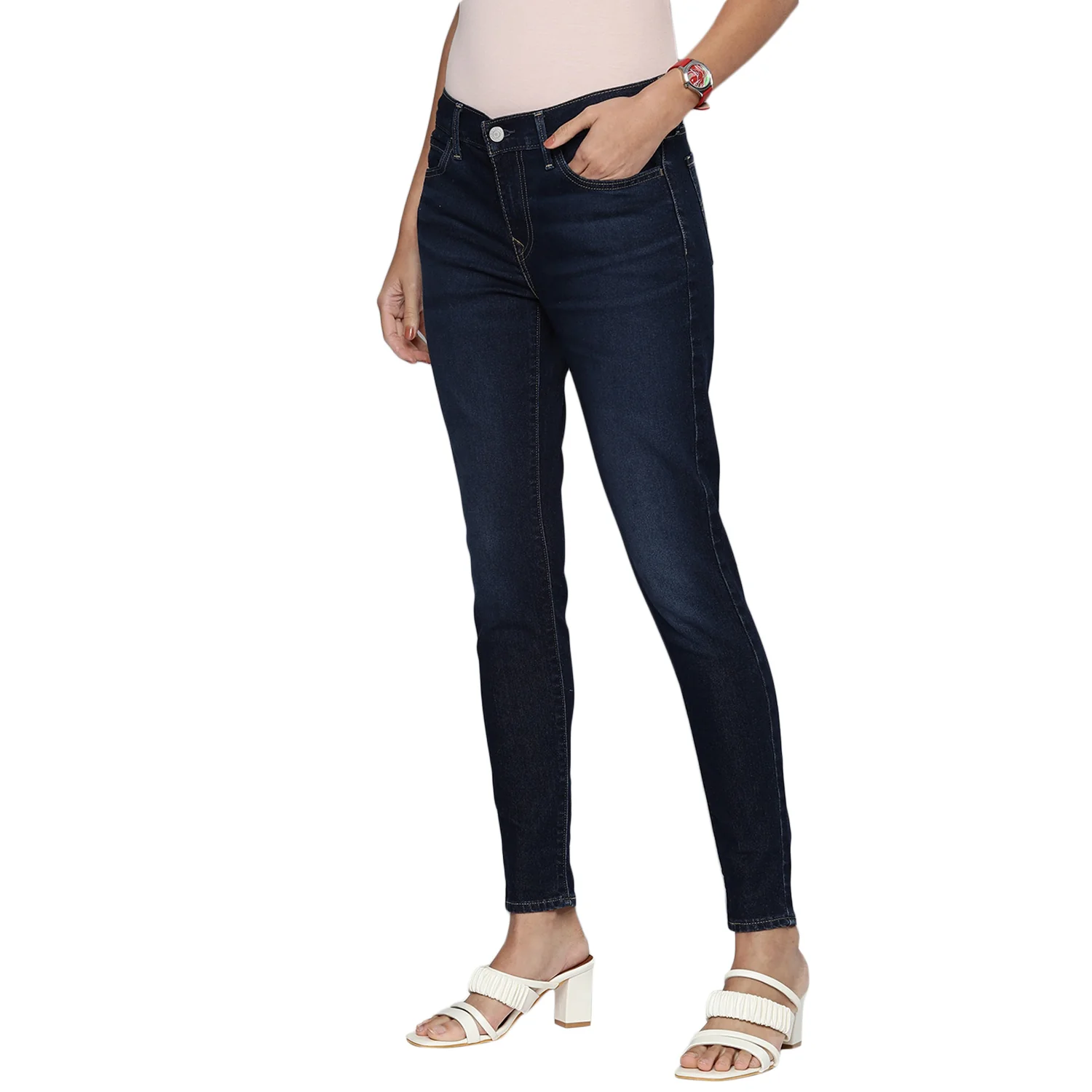 Women's 710 Blue Skinny Fit Mid Rise Jeans - Image 3