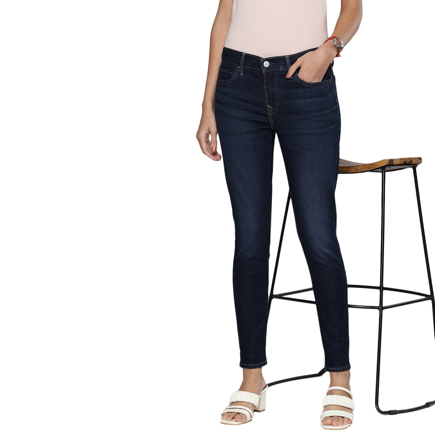 Women's 710 Blue Skinny Fit Mid Rise Jeans - Image 6