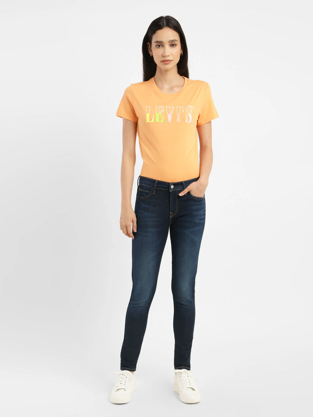 Women's 710 Blue Skinny Fit Mid Rise Jeans - Image 7
