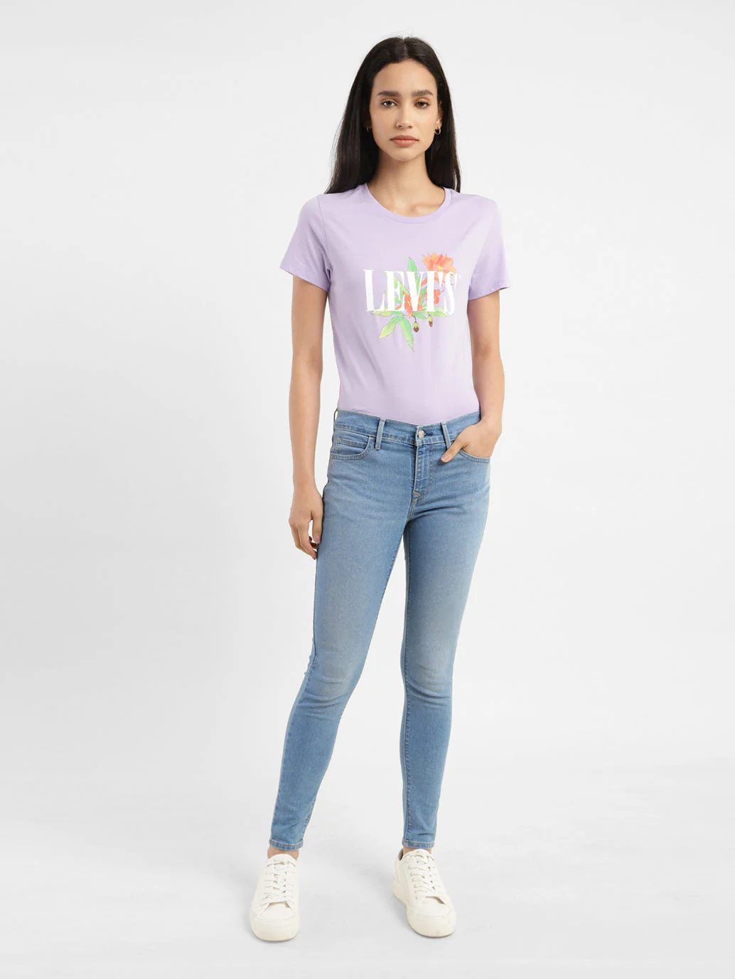 Women's 710 Blue Skinny Fit Mid Rise Jeans - Image 7