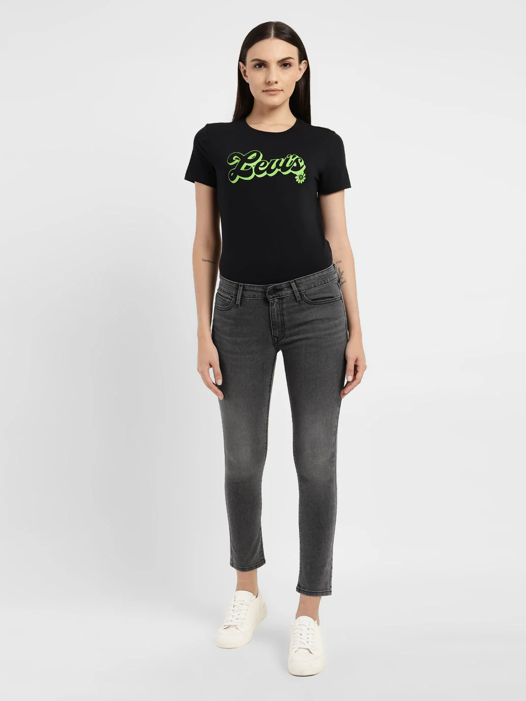Women's 710 Black Skinny Fit Mid Rise Jeans - Image 2