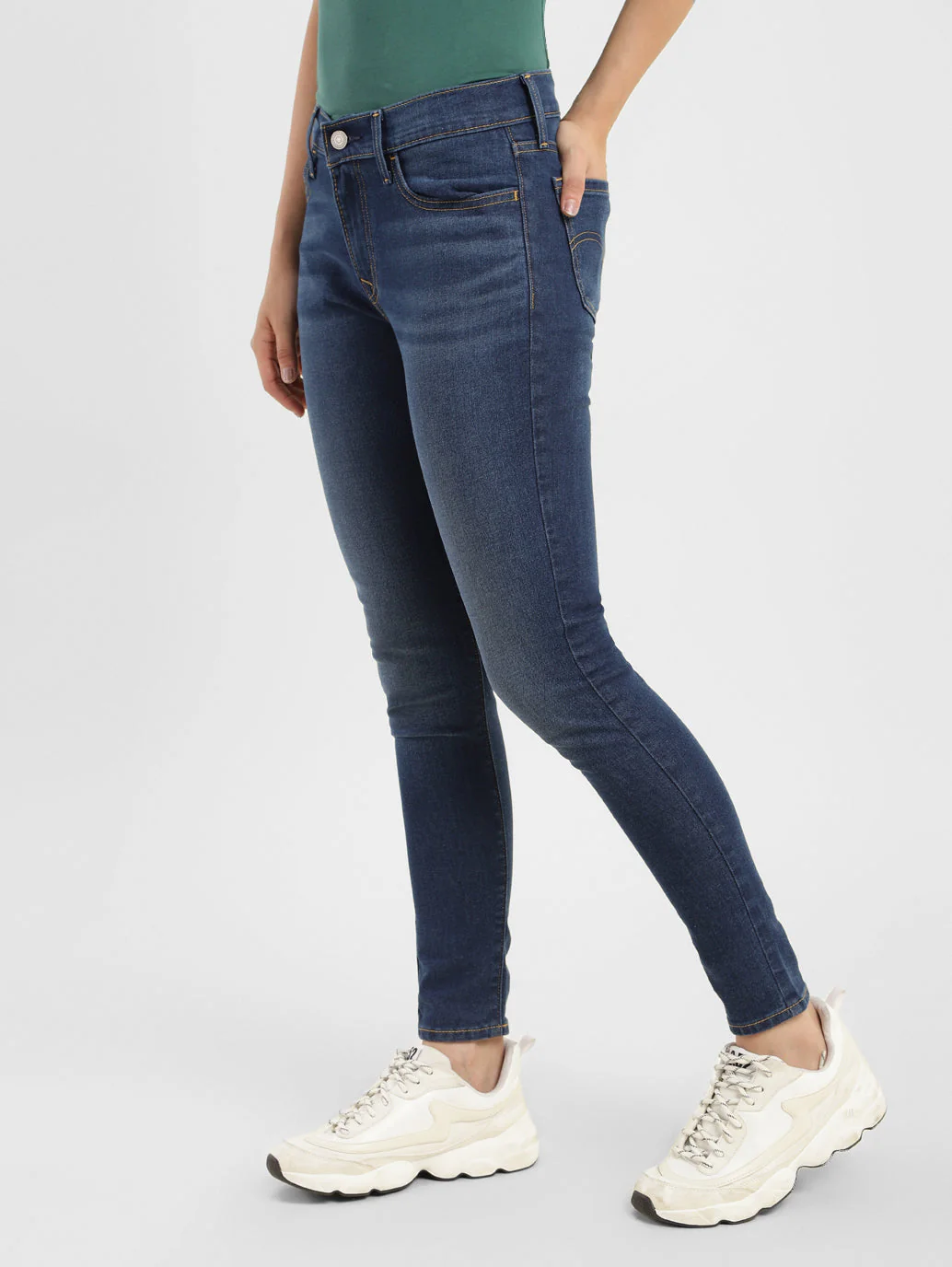Women's 710 Blue Skinny Fit Mid Rise Jeans - Image 4