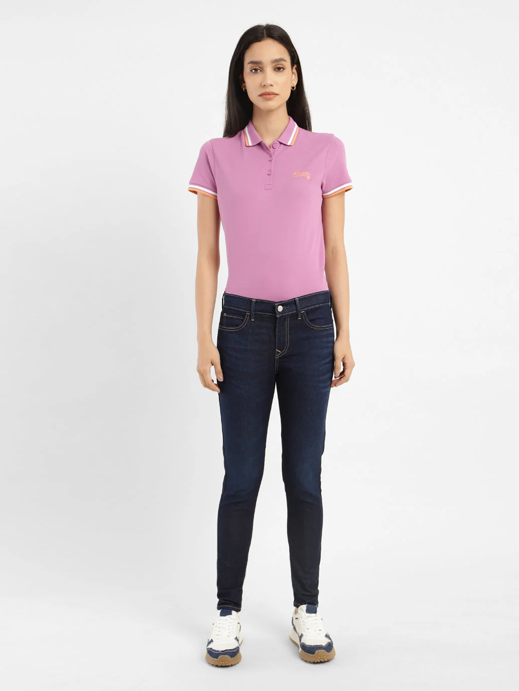 Women's 710 Blue Skinny Fit Mid Rise Jeans - Image 7