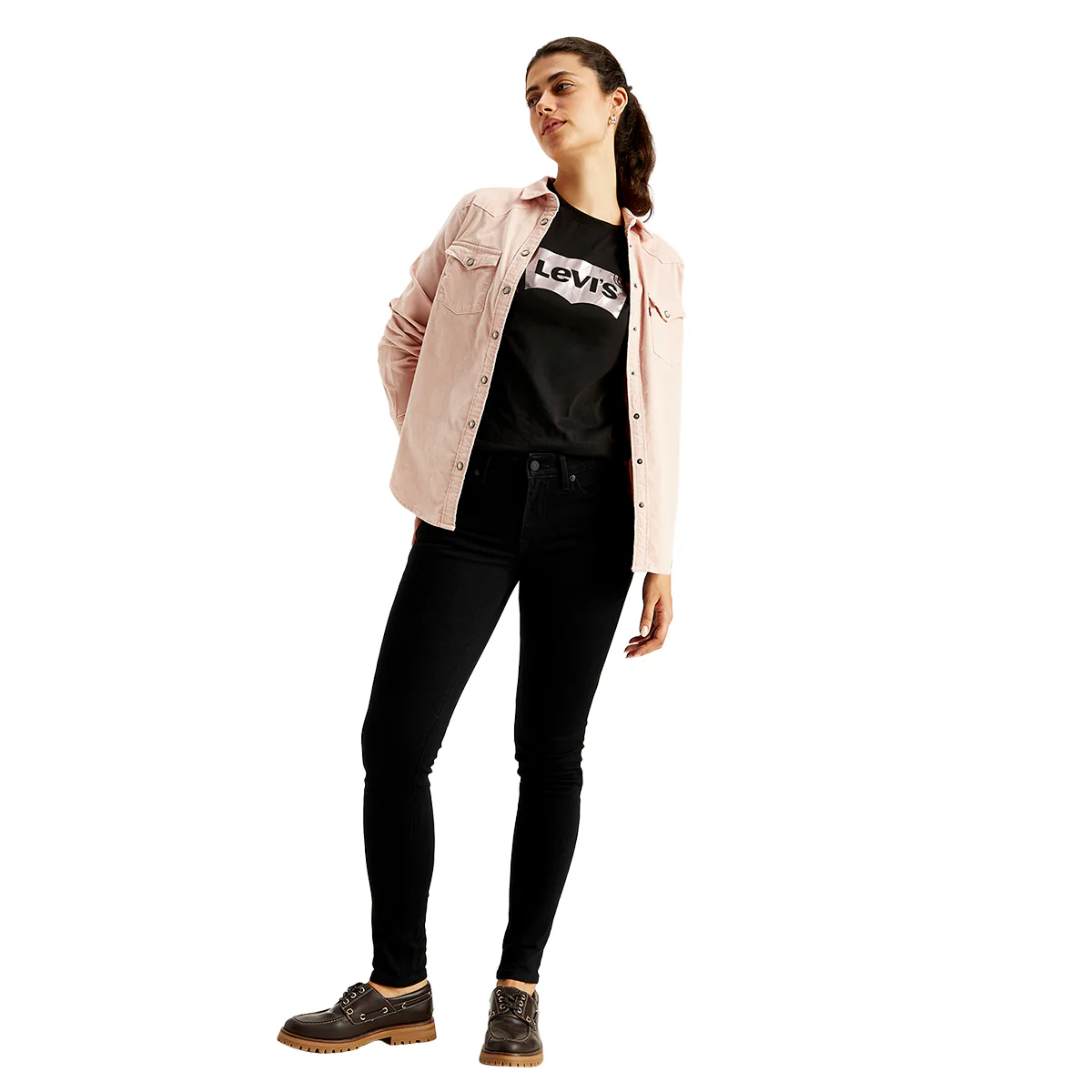 Women's 711 Black Skinny Fit Mid Rise Jeans