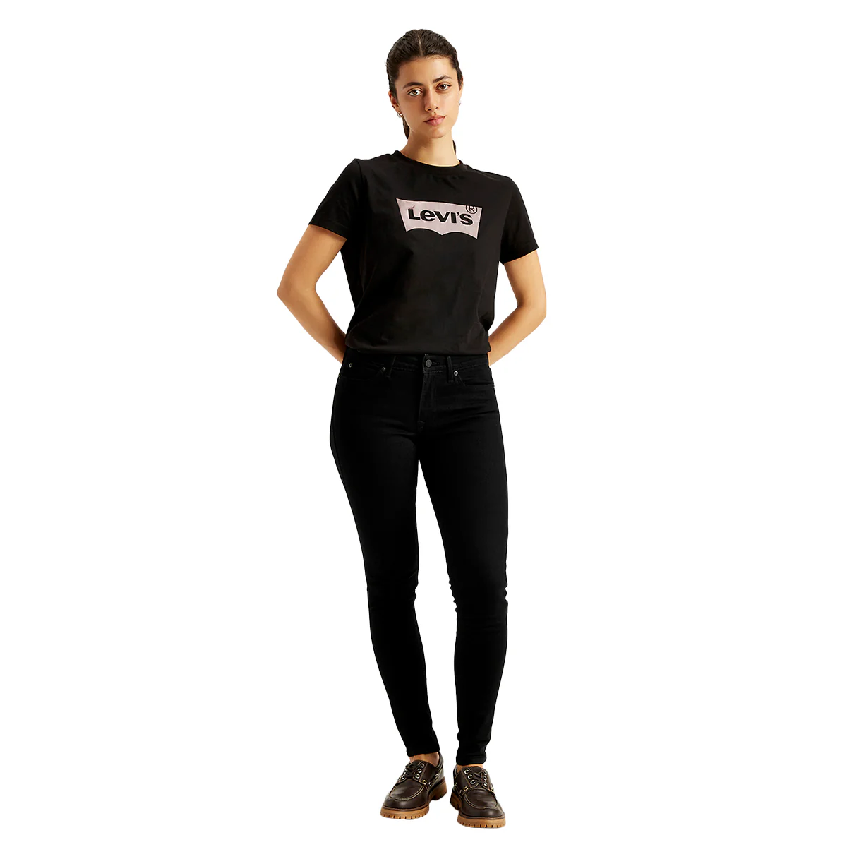 Women's 711 Black Skinny Fit Mid Rise Jeans - Image 5