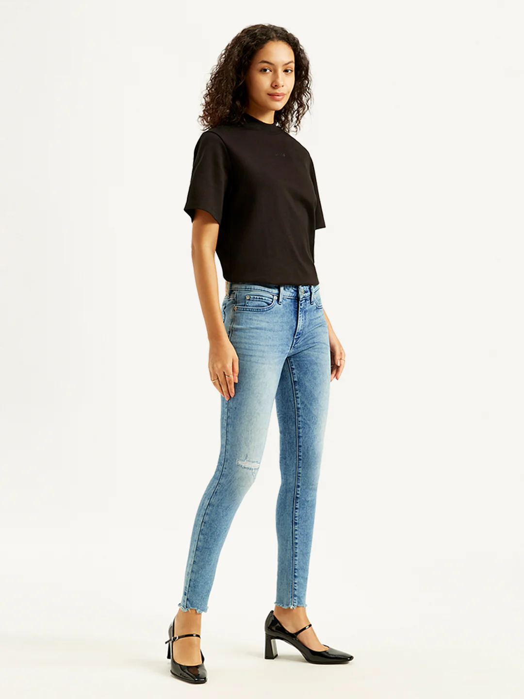 Women's 711 Blue Skinny Fit Mid Rise Jeans - Image 3
