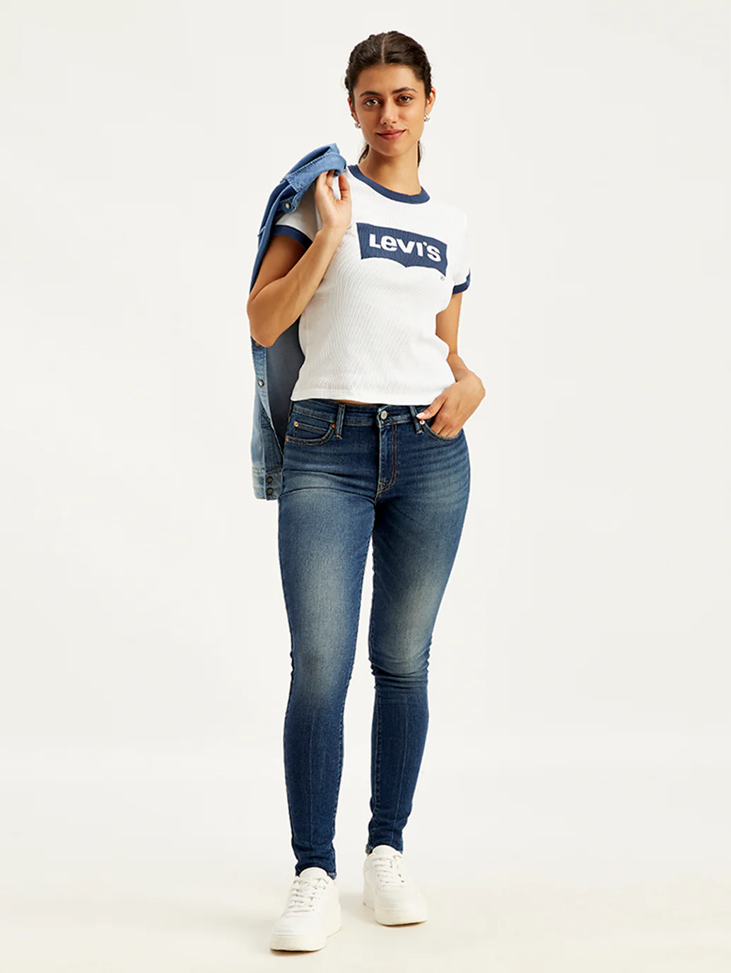 Women's 711 Blue Skinny Fit Mid Rise Jeans - Image 2