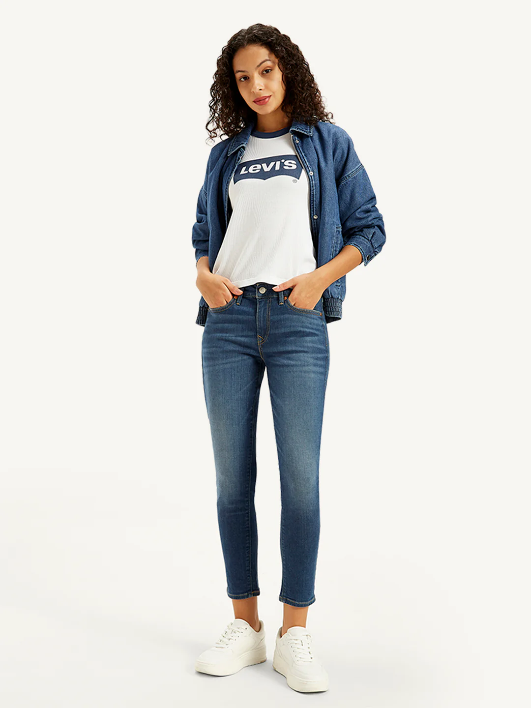 Women's 711 Blue Skinny Fit Mid Rise Jeans - Image 5