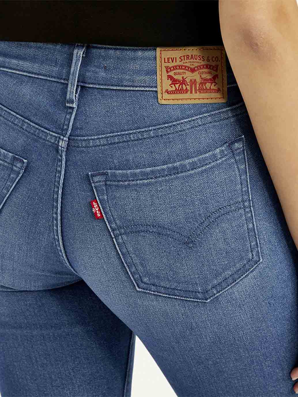 Women's 711 Blue Skinny Fit Mid Rise Jeans - Image 4