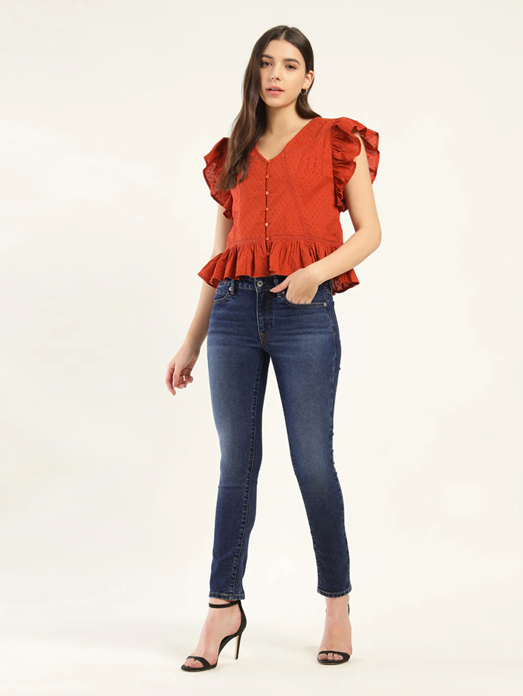 Women's 711 Blue Skinny Fit Mid Rise Jeans - Image 3
