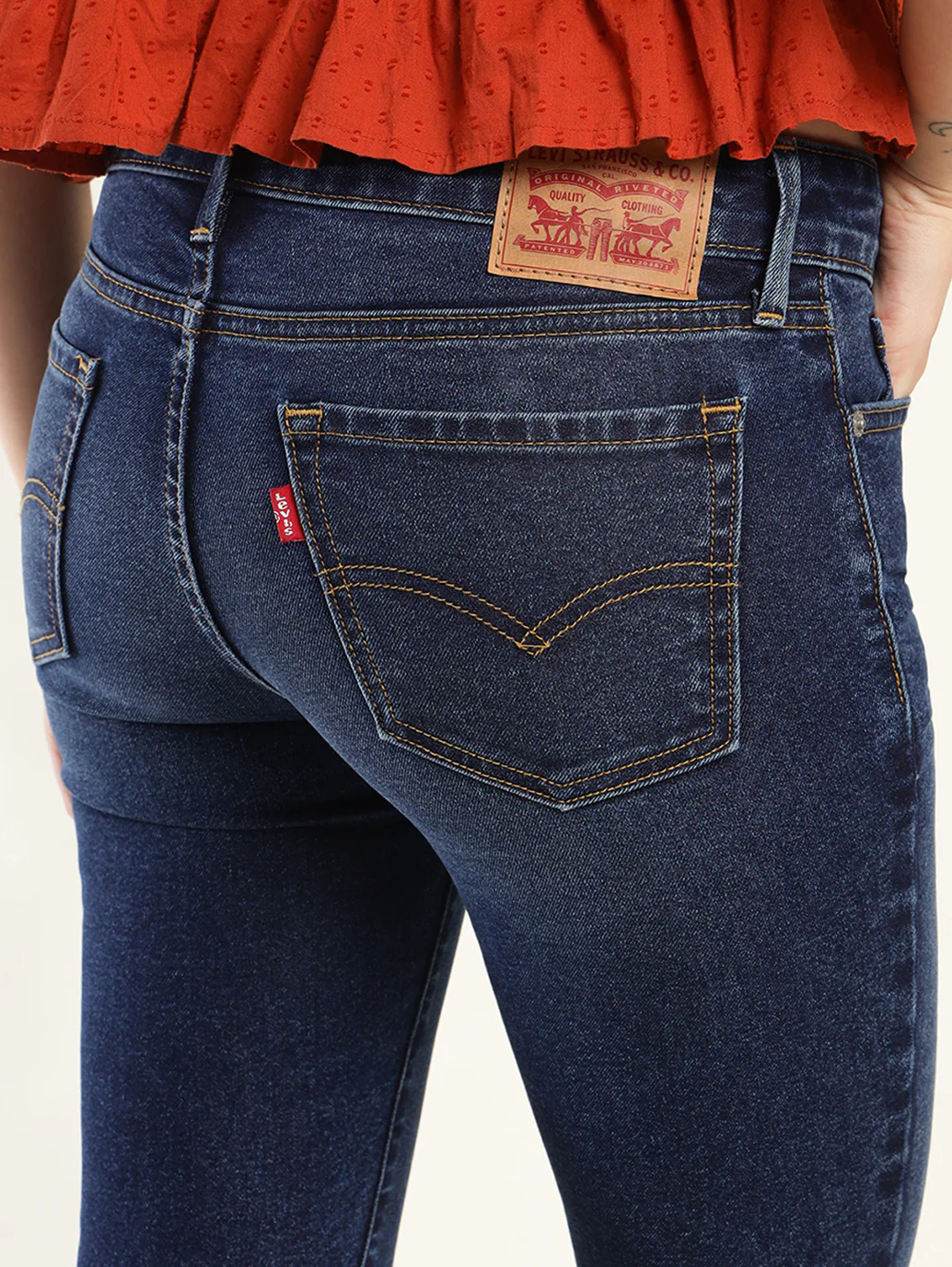 Women's 711 Blue Skinny Fit Mid Rise Jeans - Image 5