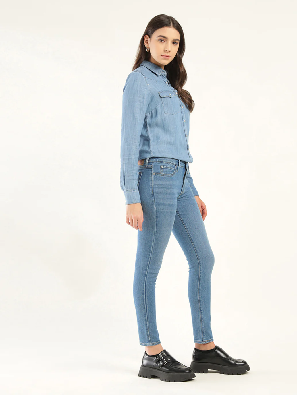 Women's 711 Blue Skinny Fit Mid Rise Jeans - Image 5