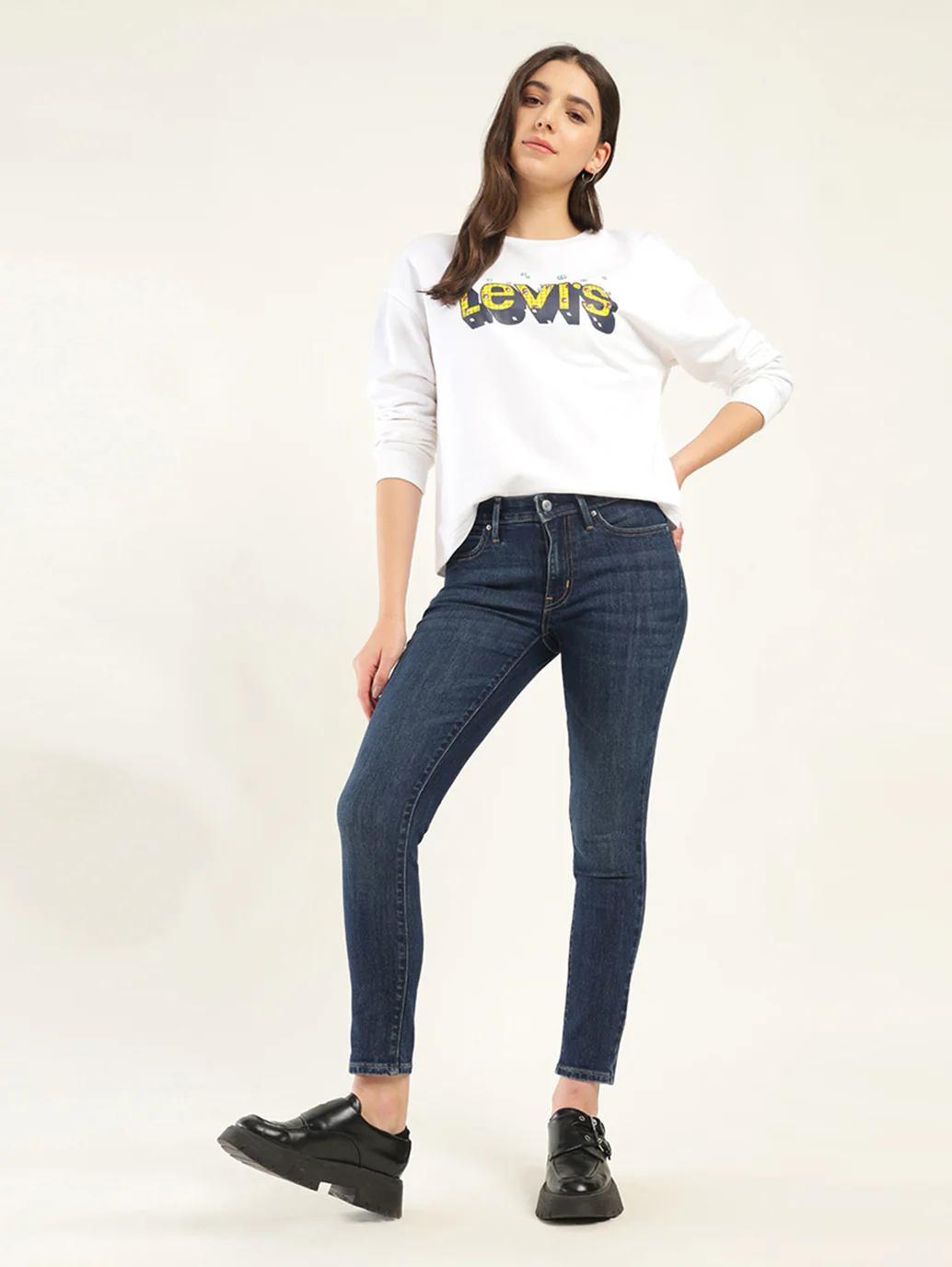 Women's 711 Blue Skinny Fit Mid Rise Jeans