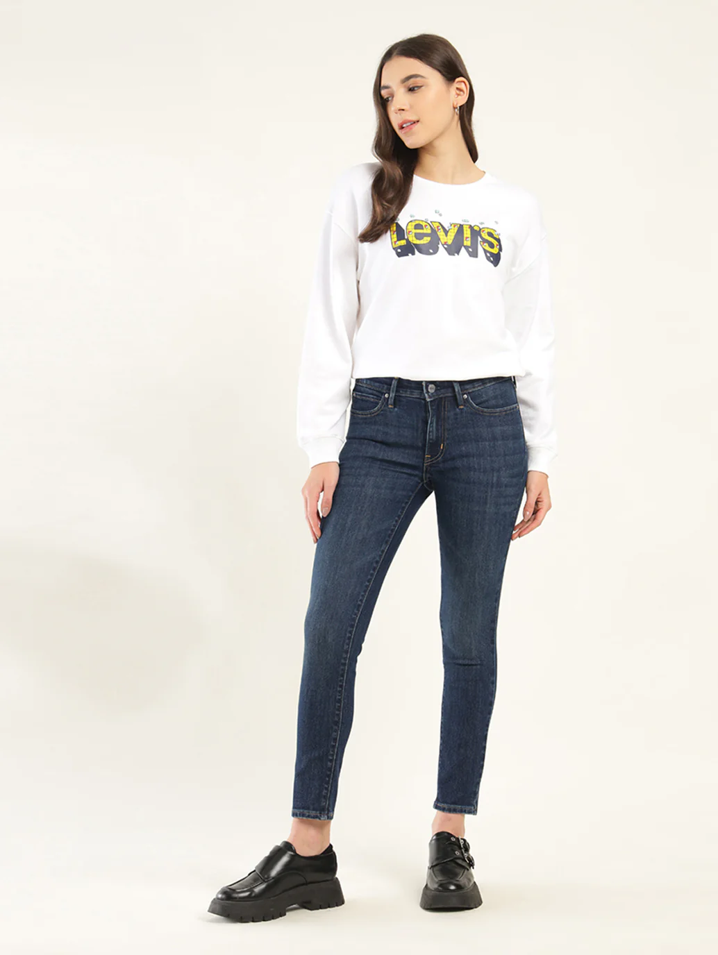 Women's 711 Blue Skinny Fit Mid Rise Jeans - Image 2