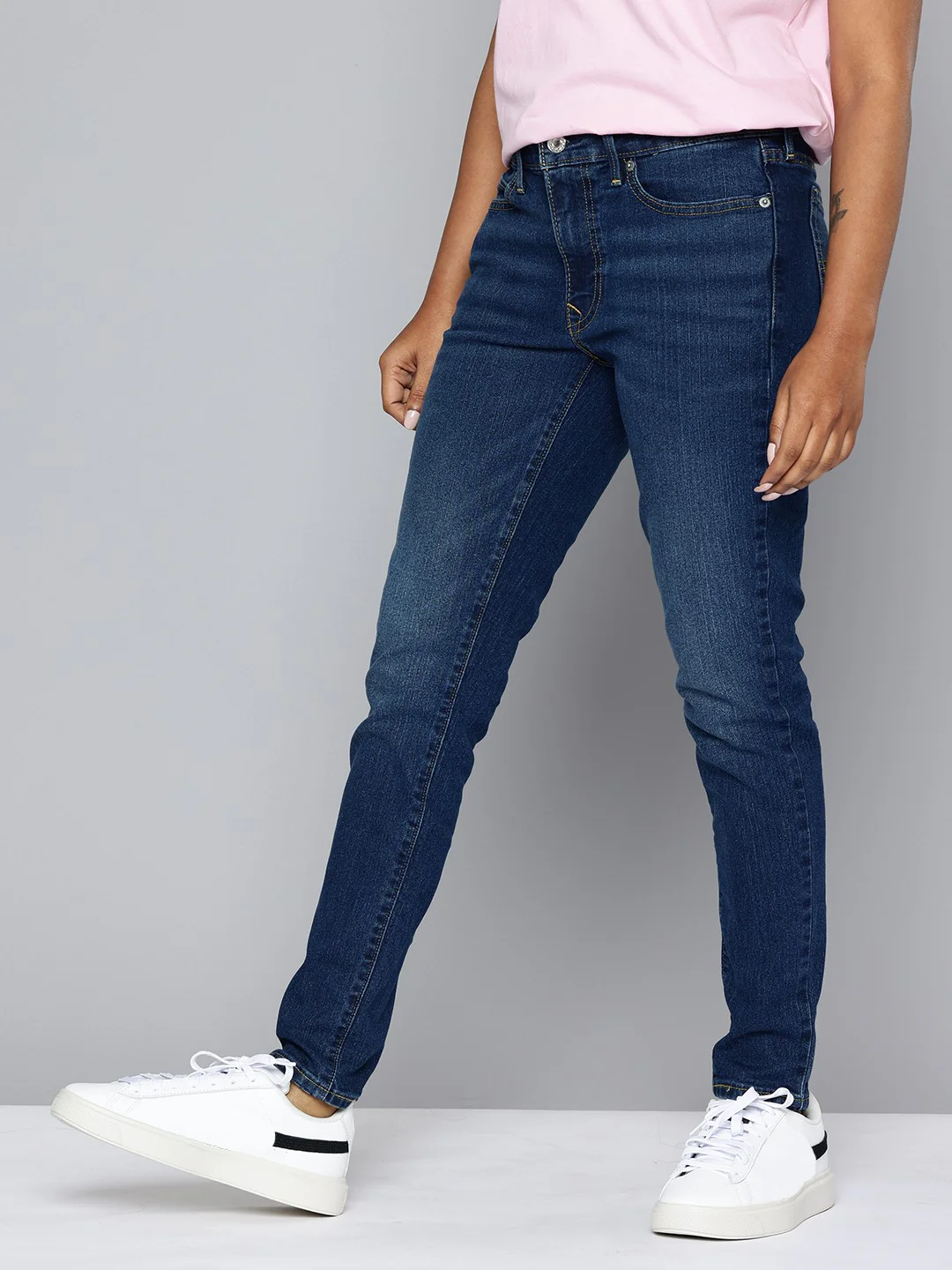 Women's 711 Blue Skinny Fit Mid Rise Jeans - Image 3