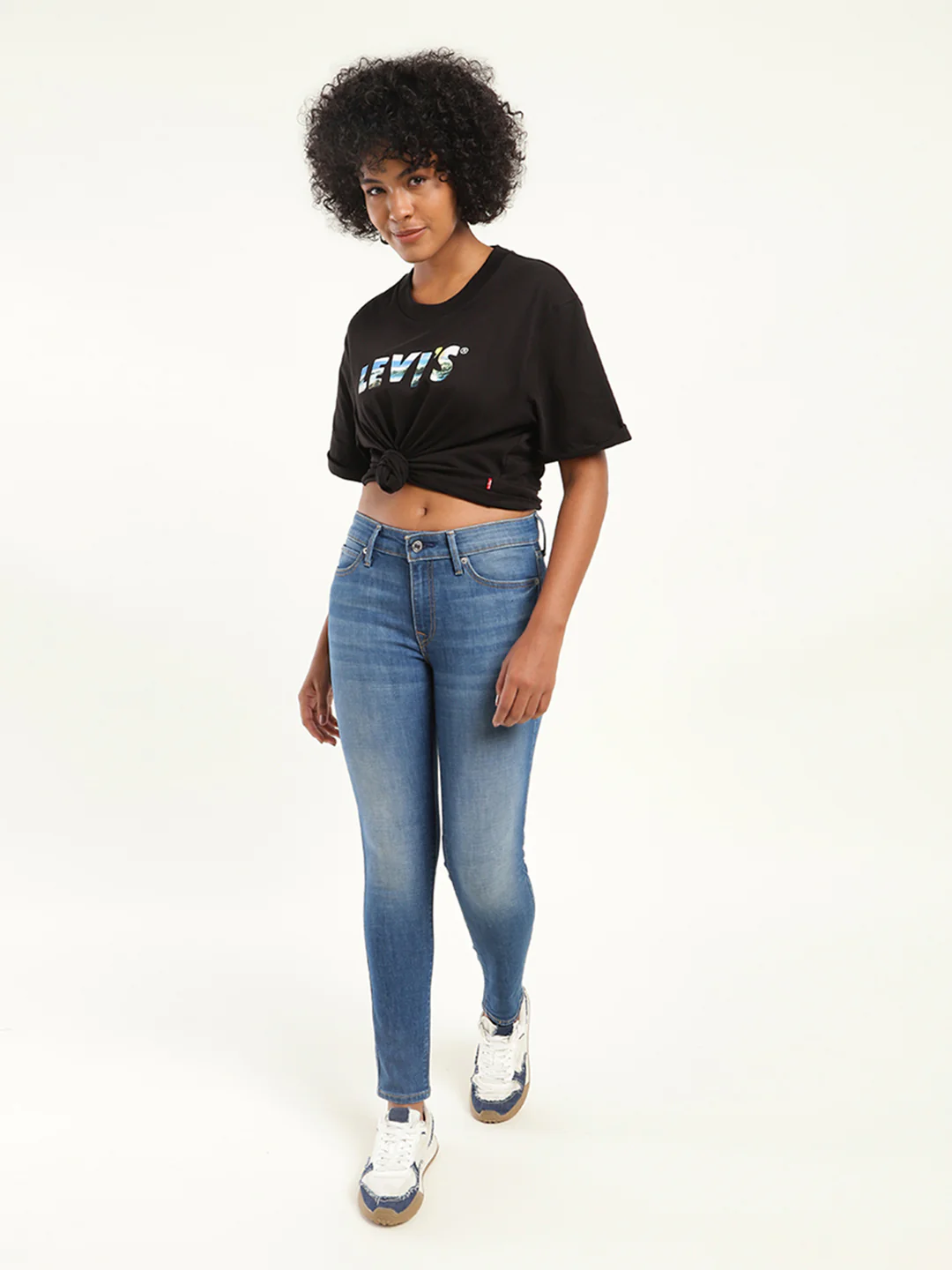 Women's 711 Blue Skinny Fit Mid Rise Jeans