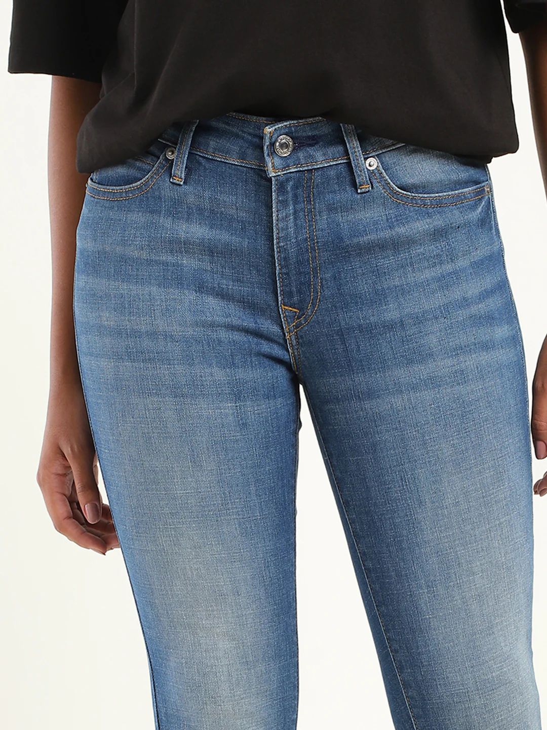 Women's 711 Blue Skinny Fit Mid Rise Jeans - Image 4