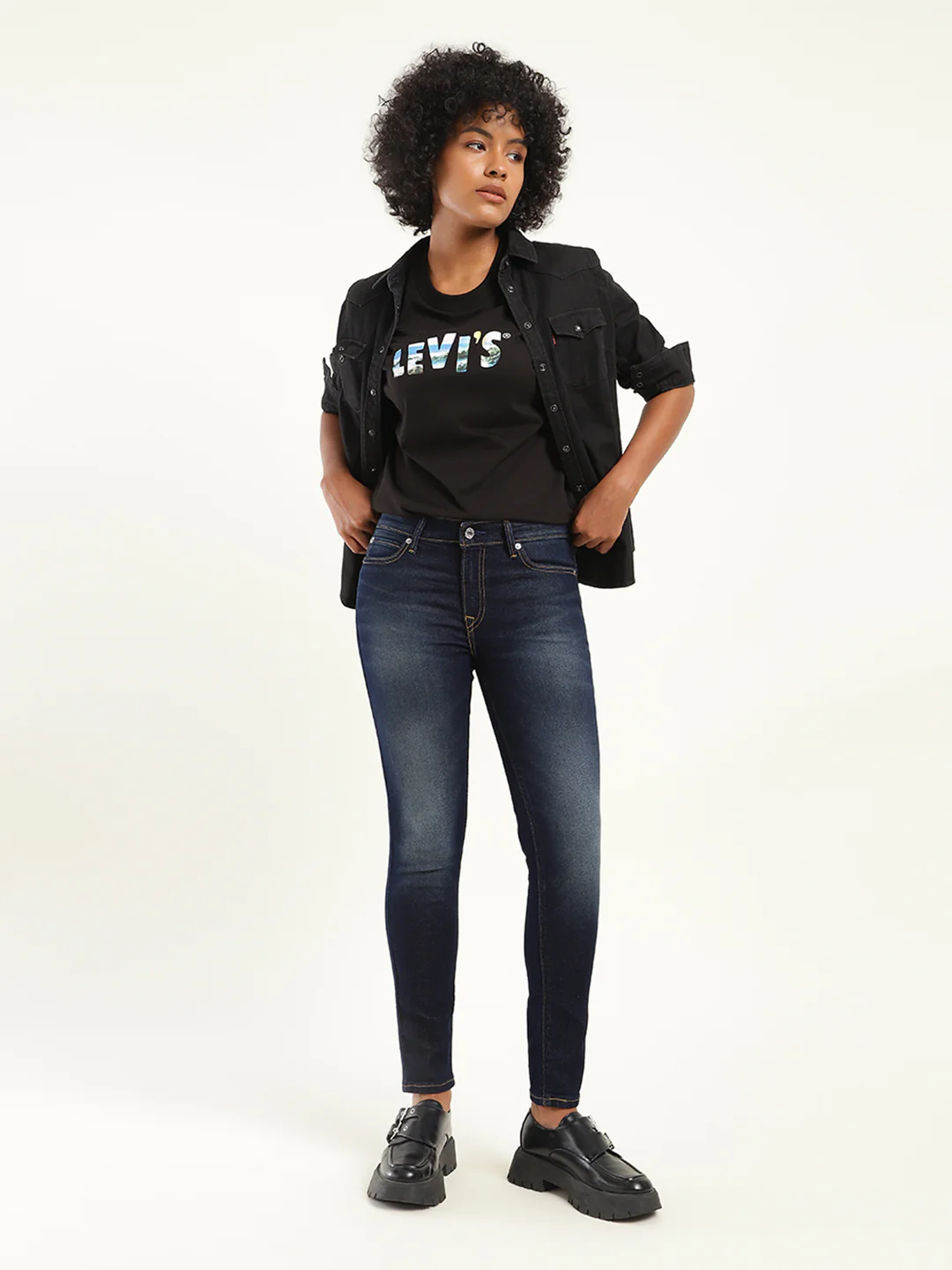 Women's 711 Blue Skinny Fit Mid Rise Jeans