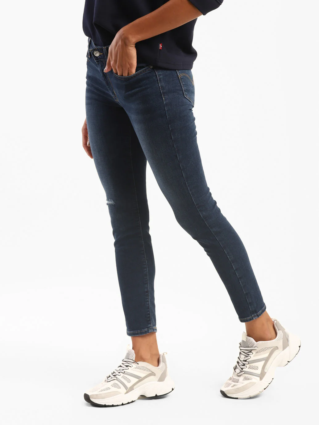 Women's 711 Blue Skinny Fit Mid Rise Jeans - Image 4