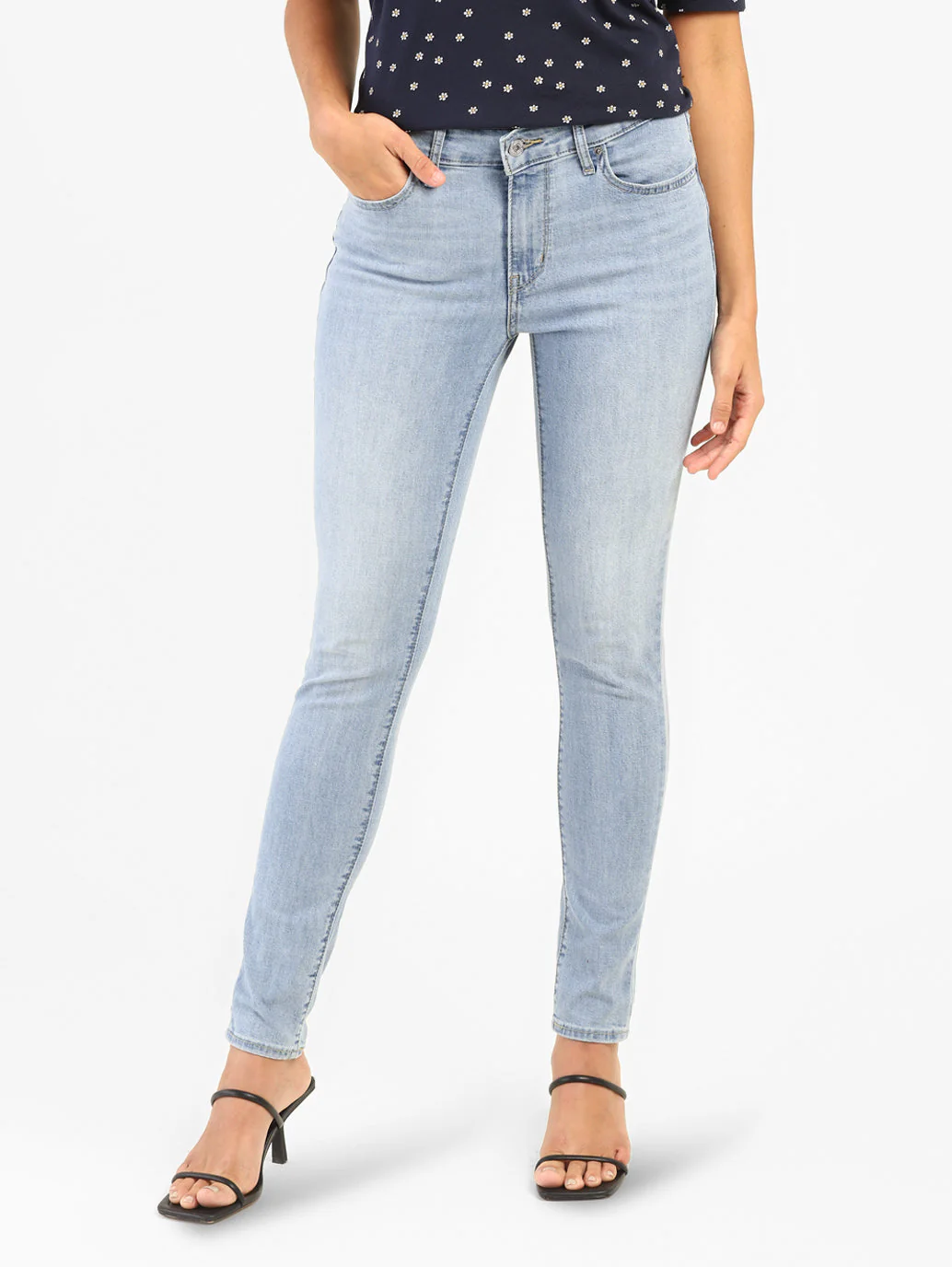 Women's 711 Blue Skinny Fit Mid Rise Jeans