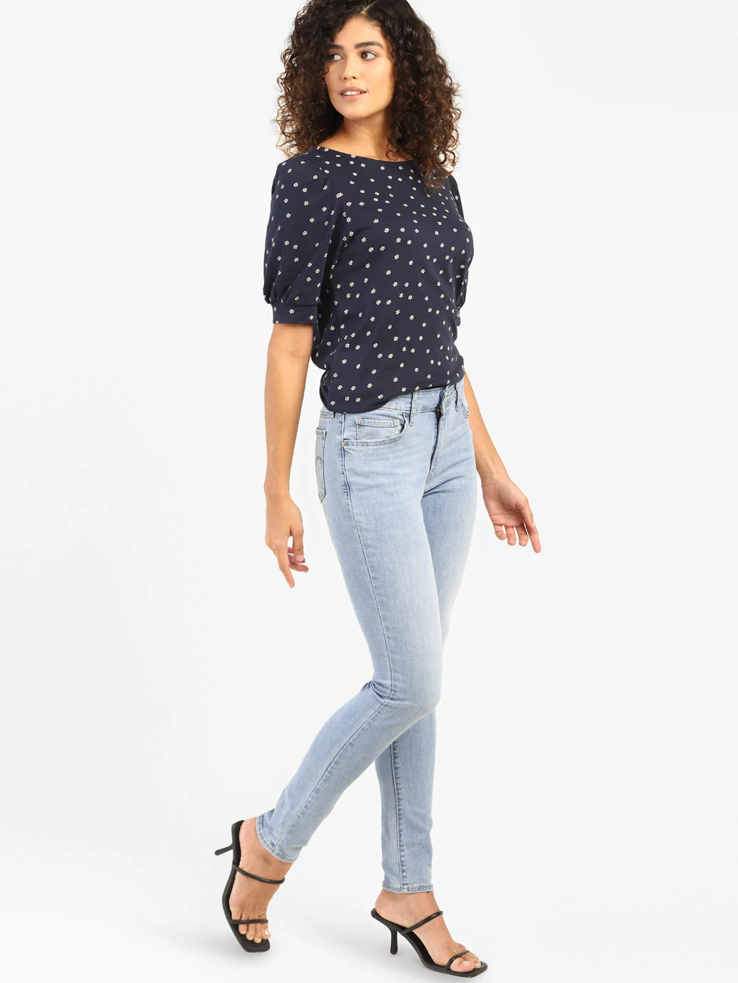 Women's 711 Blue Skinny Fit Mid Rise Jeans - Image 6