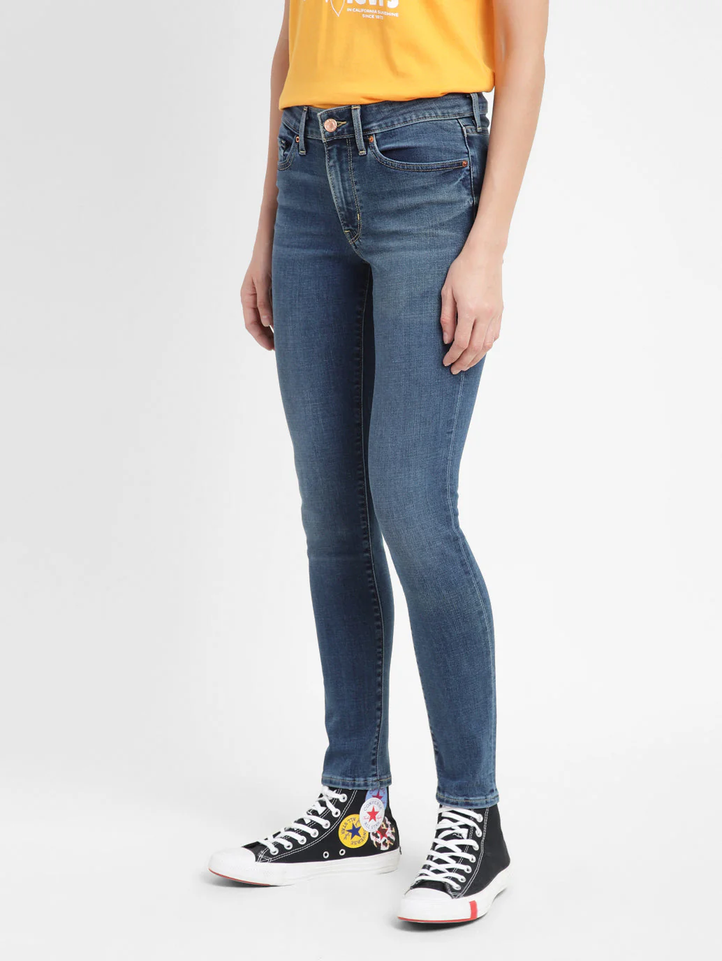 Women's 711 Blue Skinny Fit Mid Rise Jeans - Image 4