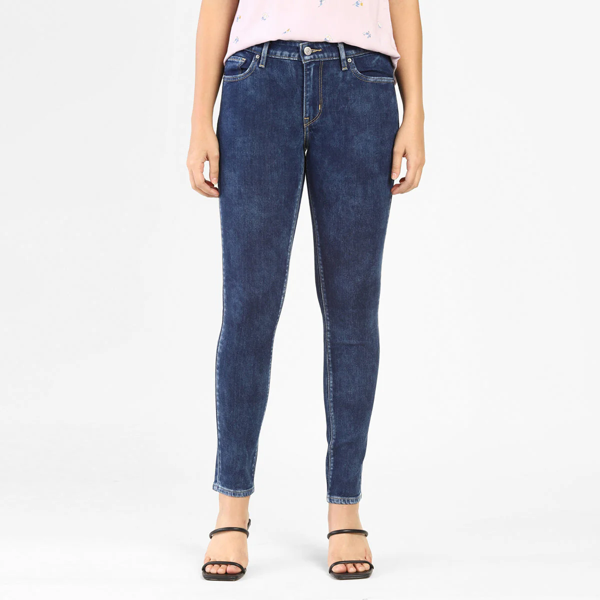 Women's 711 Blue Skinny Fit Mid Rise Jeans - Image 7