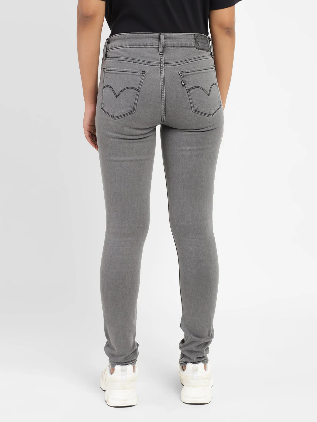 Women's 711 Grey Skinny Fit Mid Rise Jeans - Image 3