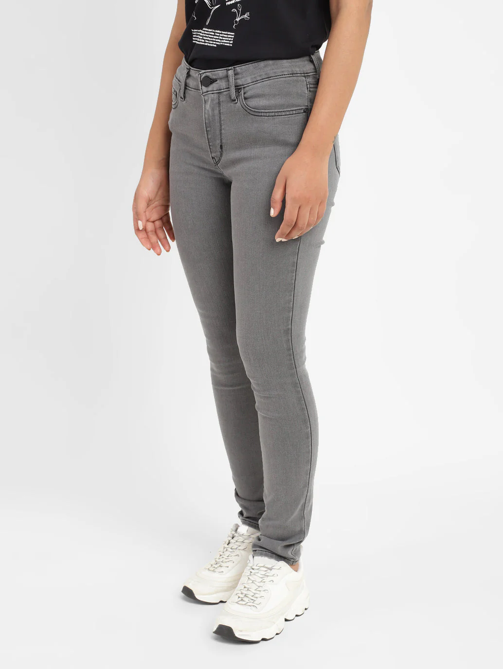 Women's 711 Grey Skinny Fit Mid Rise Jeans - Image 4