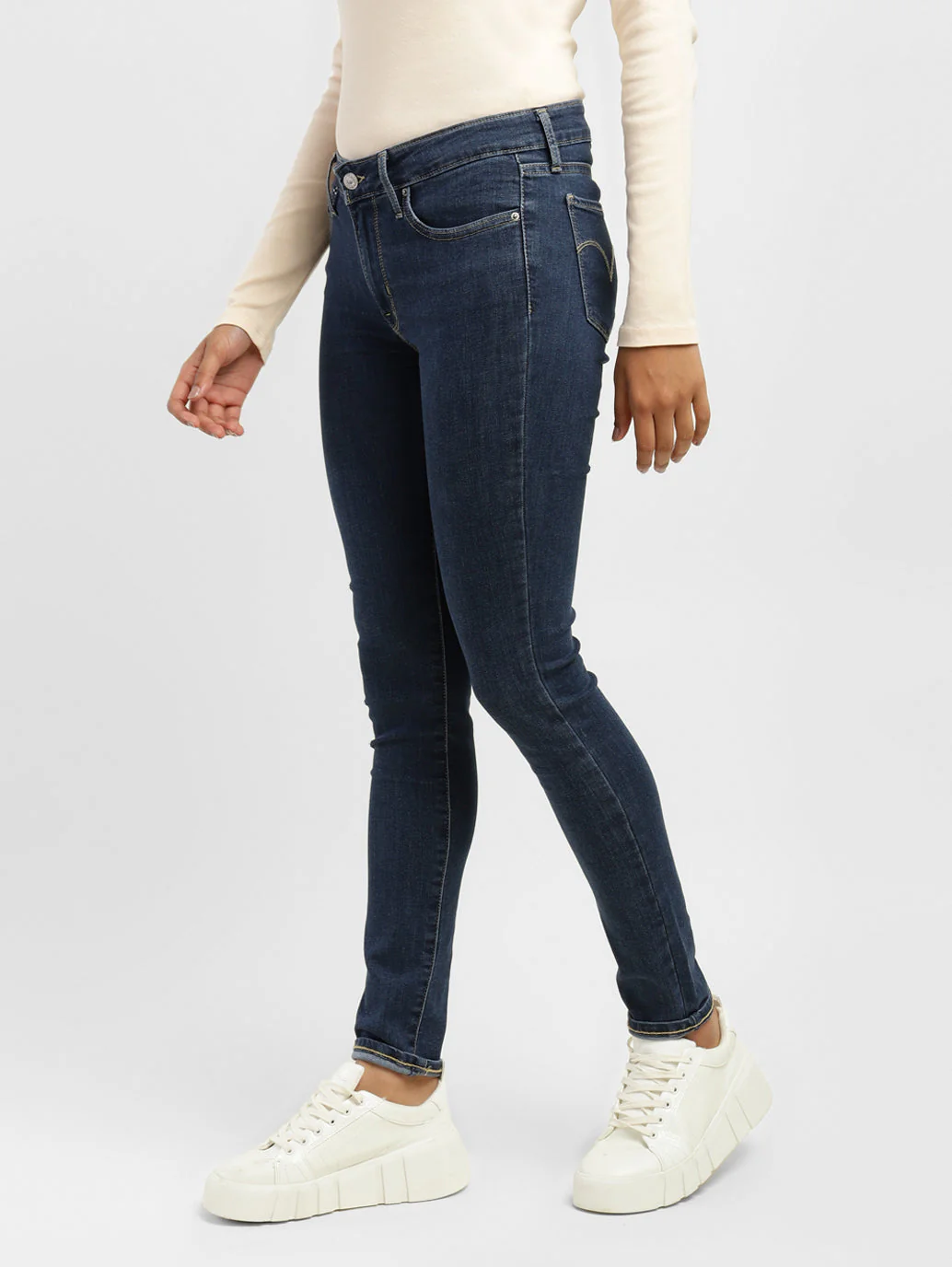 Women's 711 Blue Skinny Fit Mid Rise Jeans - Image 3
