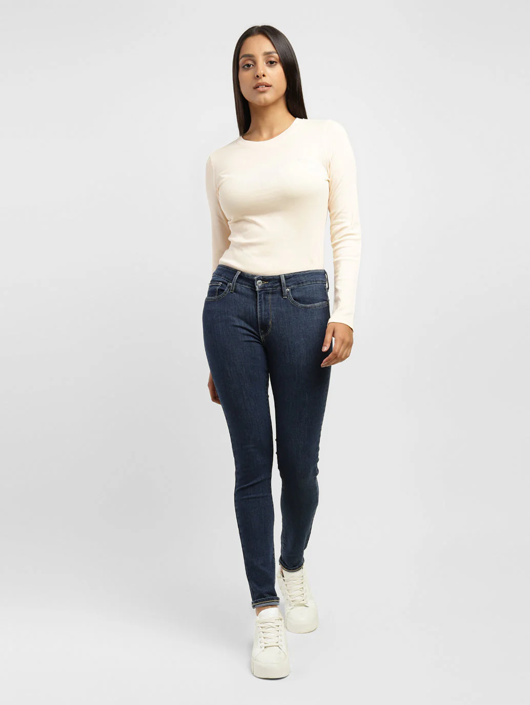 Women's 711 Blue Skinny Fit Mid Rise Jeans - Image 7