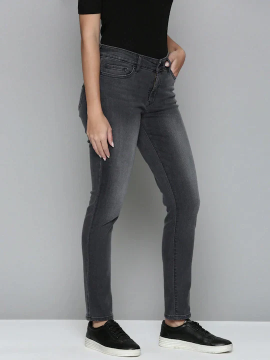 Women's 711 Black Skinny Fit Mid Rise Jeans - Image 3