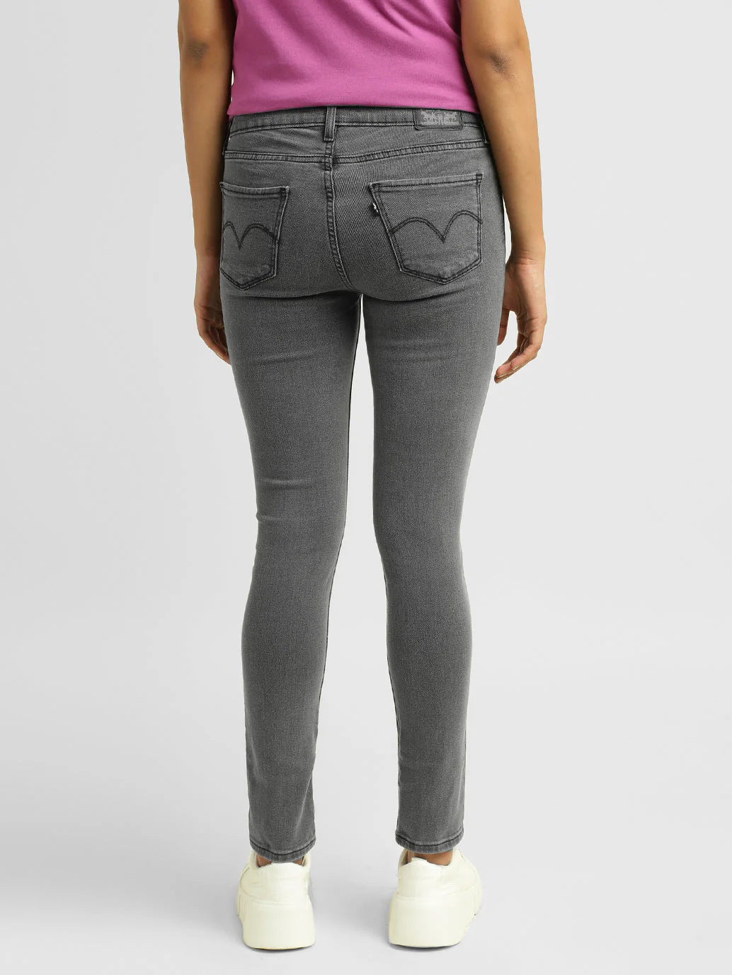 Women's 711 Grey Skinny Fit Mid Rise Jeans - Image 3