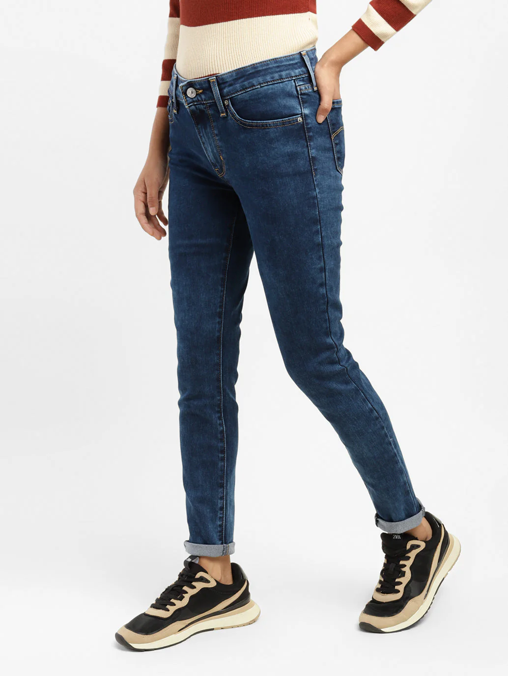 Women's 711 Blue Skinny Fit Mid Rise Jeans - Image 3