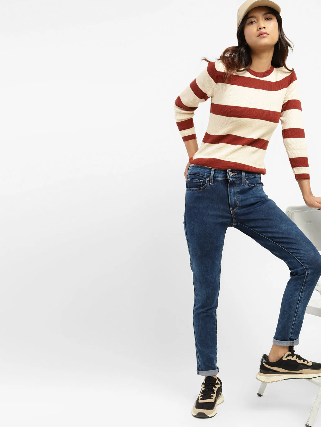 Women's 711 Blue Skinny Fit Mid Rise Jeans - Image 6
