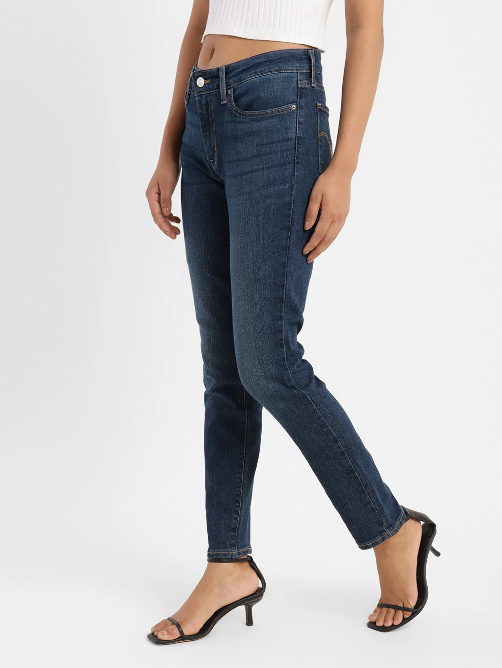 Women's 711 Blue Skinny Fit Mid Rise Jeans - Image 4