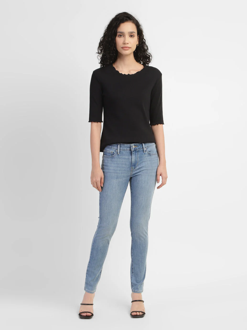 Women's 711 Blue Skinny Fit Mid Rise Jeans - Image 5