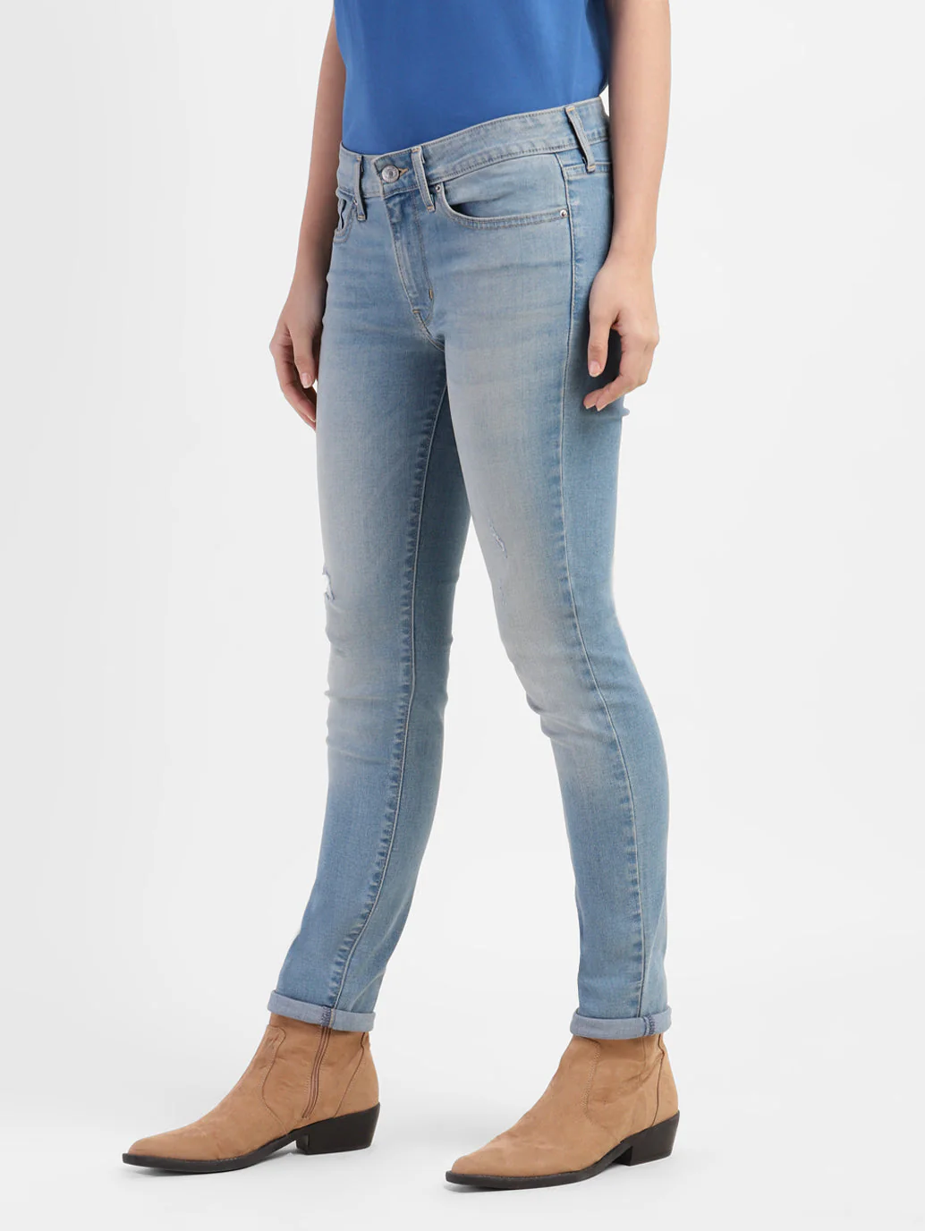 Women's 711 Blue Skinny Fit Mid Rise Jeans - Image 4