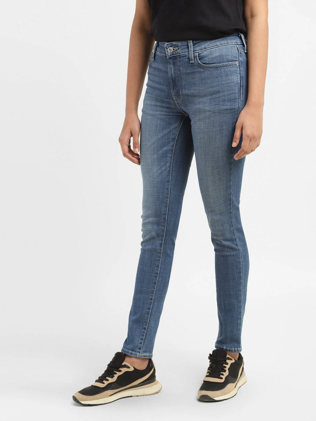 Women's 711 Blue Skinny Fit Mid Rise Jeans - Image 4