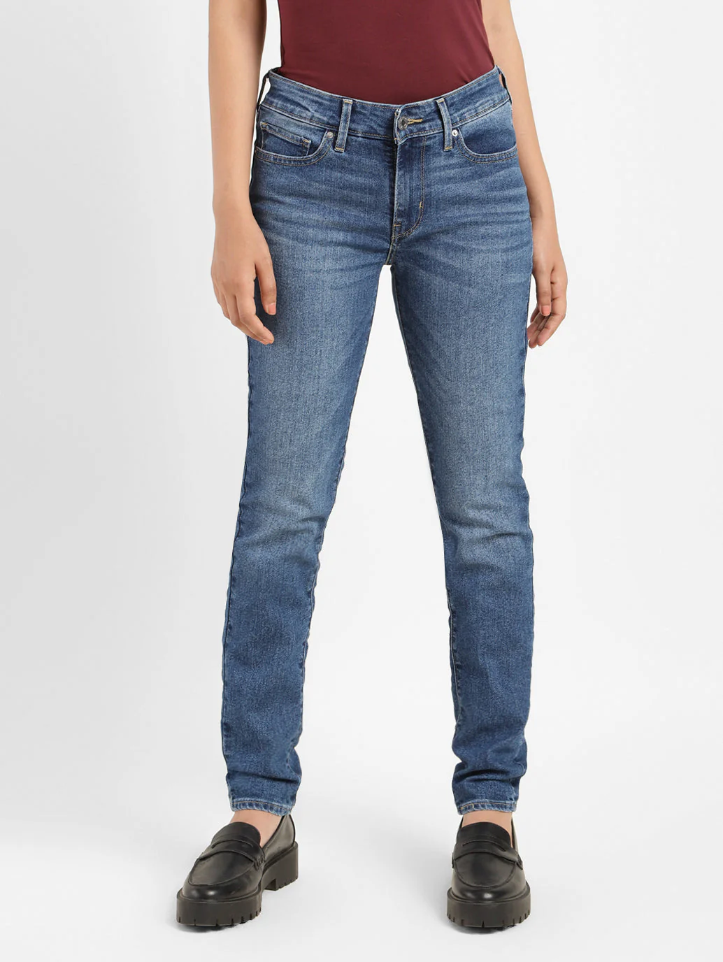 Women's 711 Blue Skinny Fit Mid Rise Jeans - Image 4