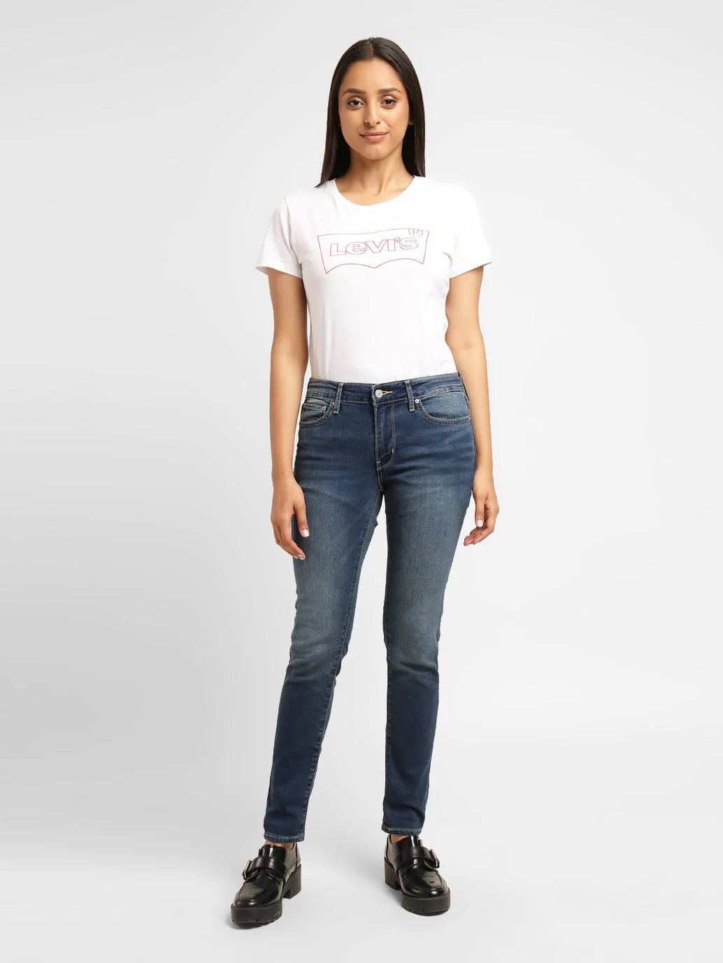 Women's 711 Blue Skinny Fit Mid Rise Jeans - Image 5