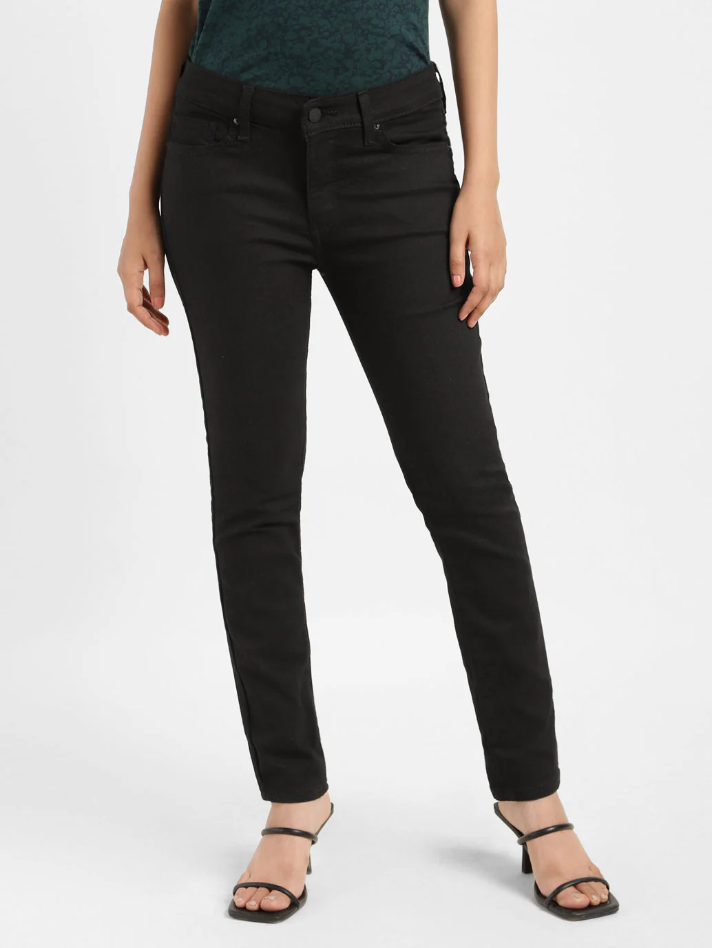 Women's 711 Black Skinny Fit Mid Rise Jeans - Image 4
