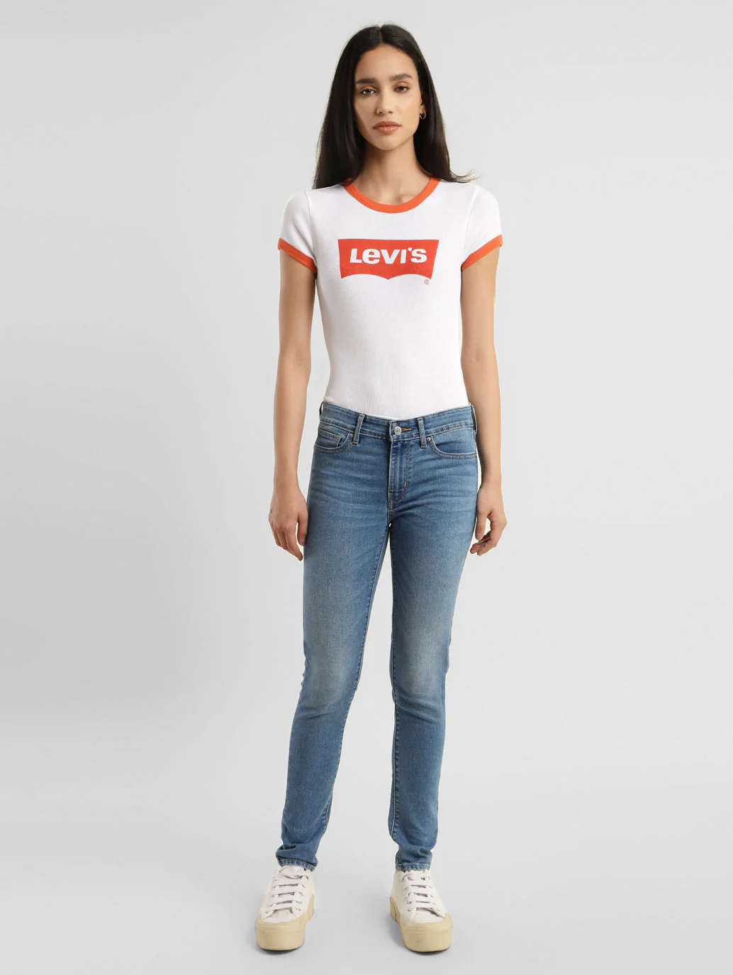 Women's 711 Blue Skinny Fit Mid Rise Jeans - Image 7