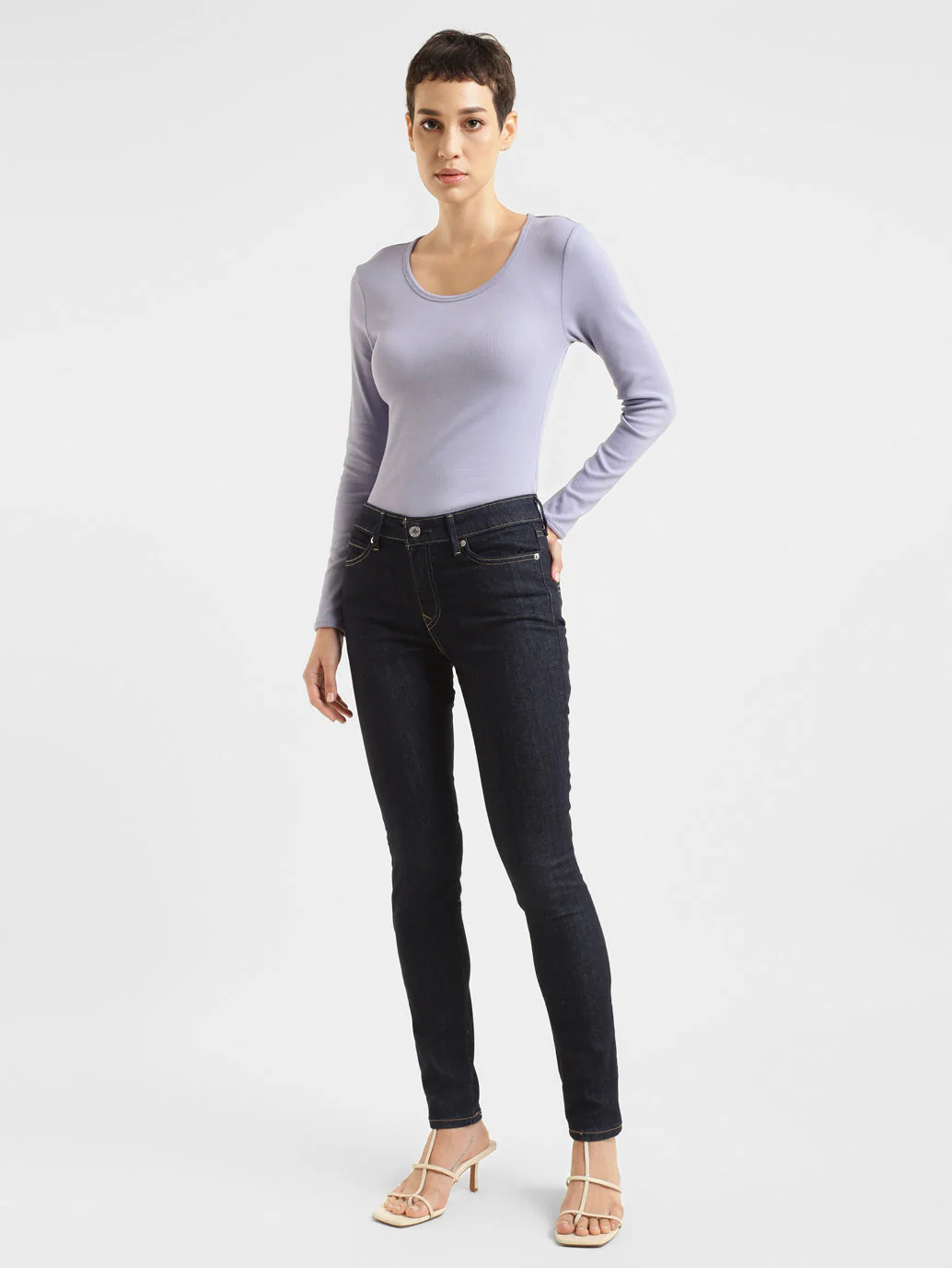 Women's 711 Blue Skinny Fit Mid Rise Jeans - Image 2